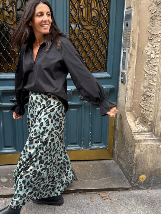 Jupe CAPUCINE léopard vert