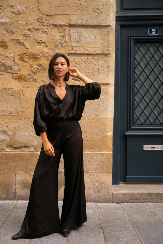 Pantalon ABBA satiné choco