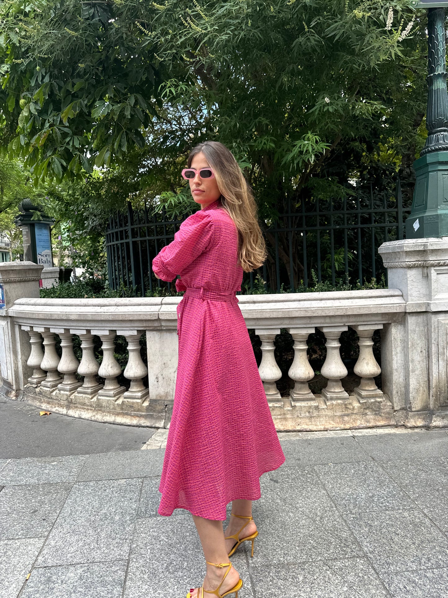 Robe MAE carreaux fuschia