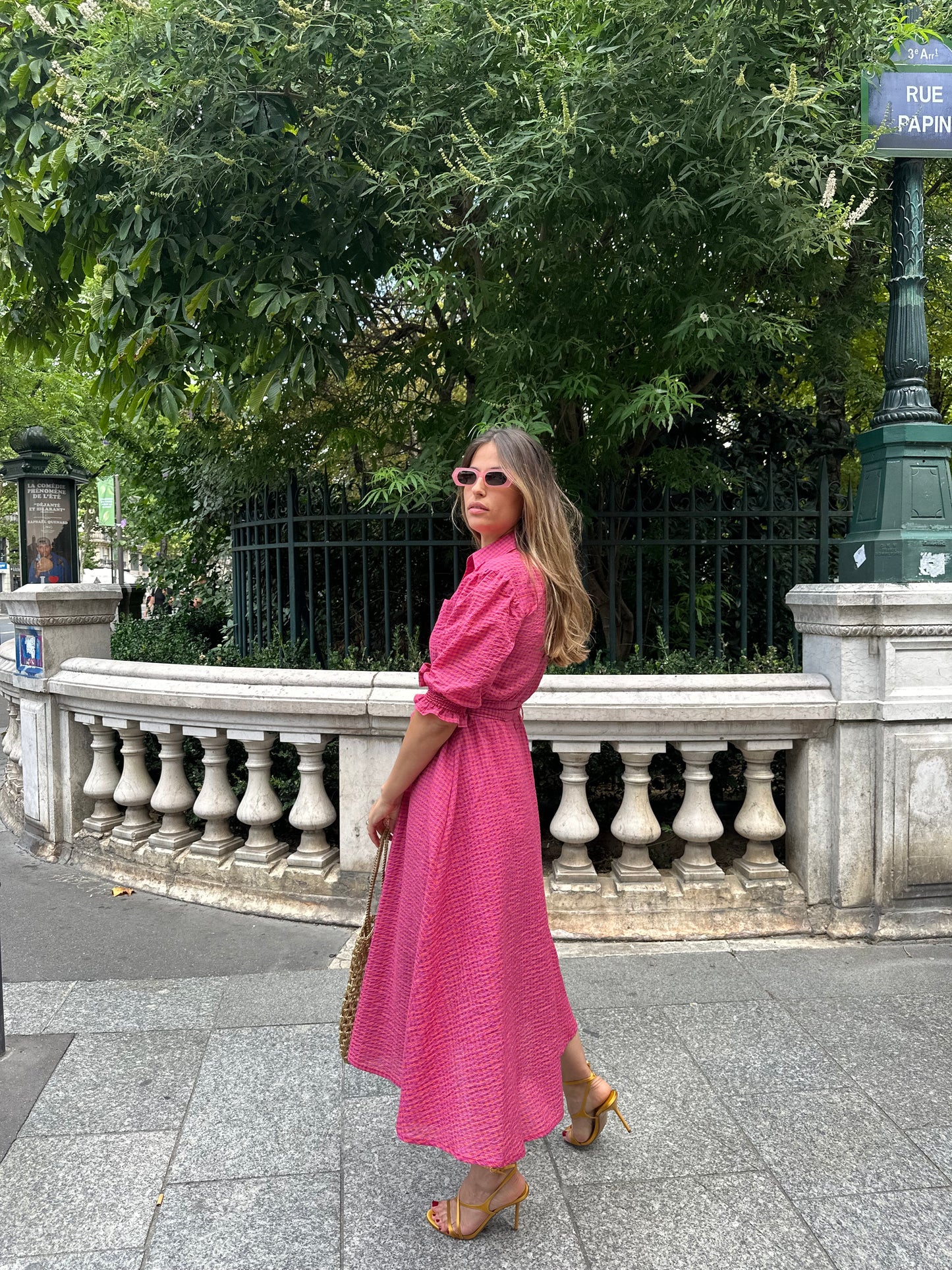 Robe MAE carreaux fuschia