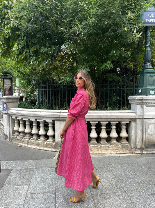 Robe MAE carreaux fuschia