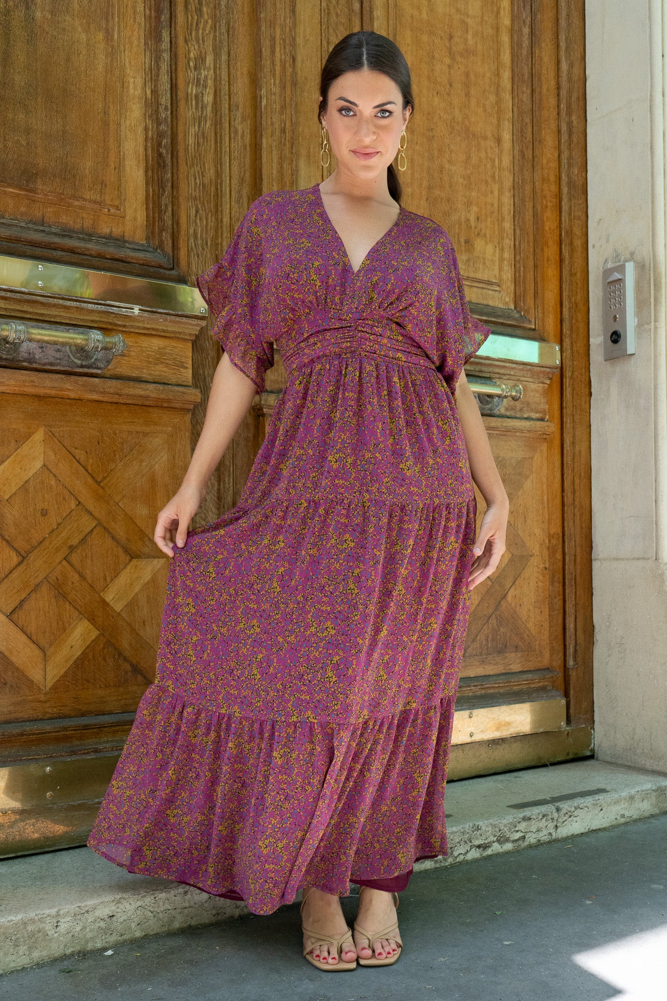 Robe YAEL fleuris prune