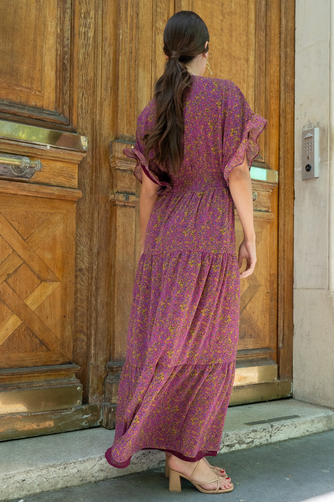 Robe YAEL fleuris prune