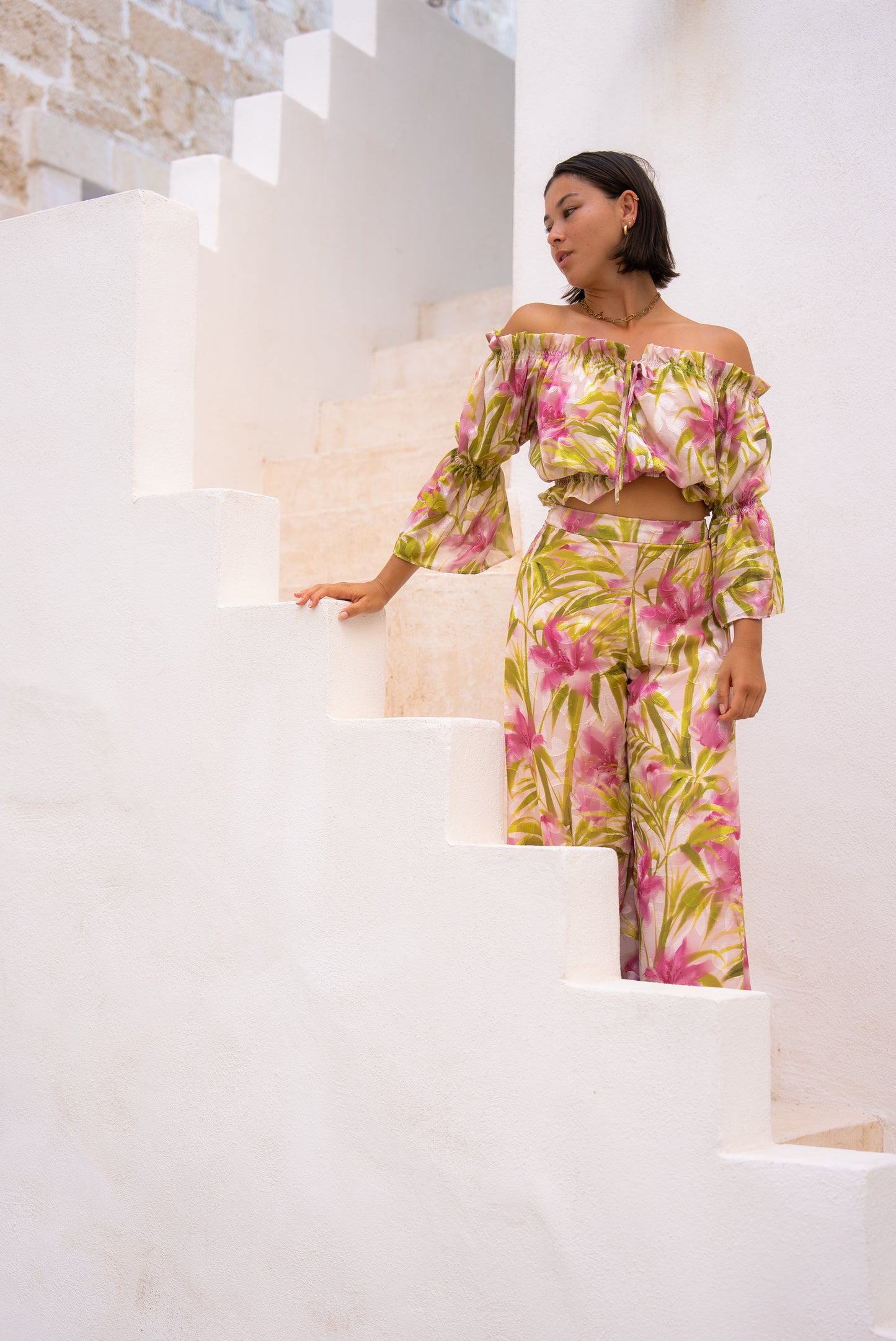 Top Jasmine tropique vert