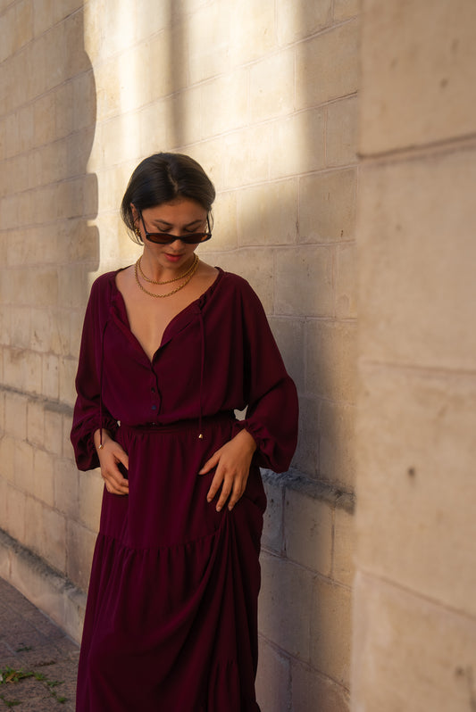 Robe JODIE lie de vin