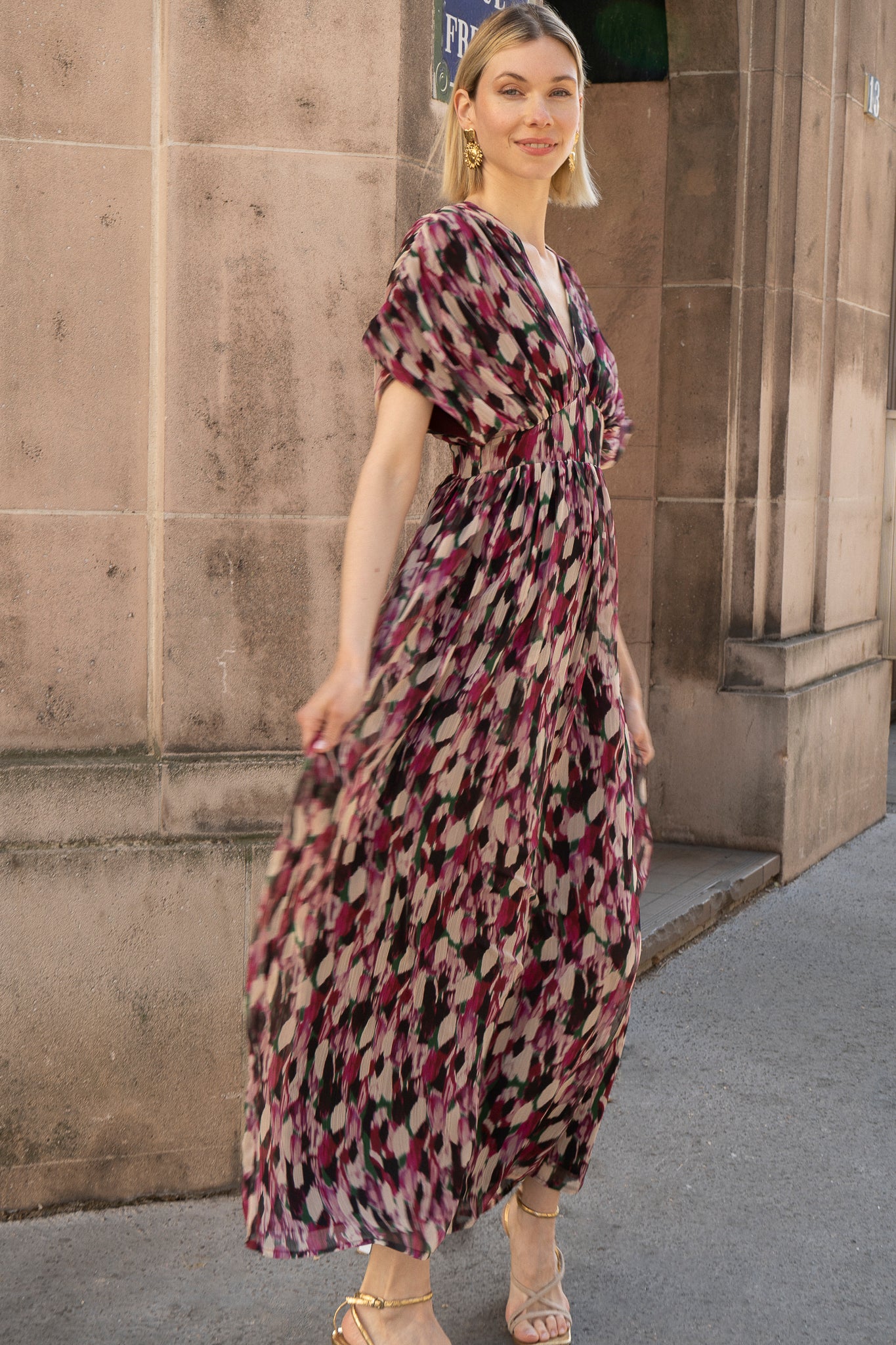 Robe URSULA imprimé Bordeaux