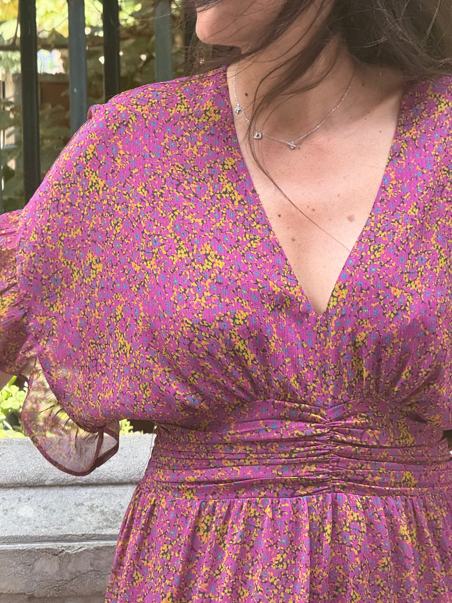 Robe YAEL fleuris prune