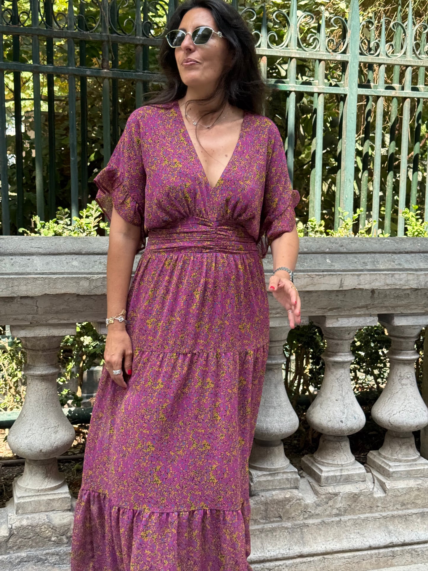 Robe YAEL fleuris prune