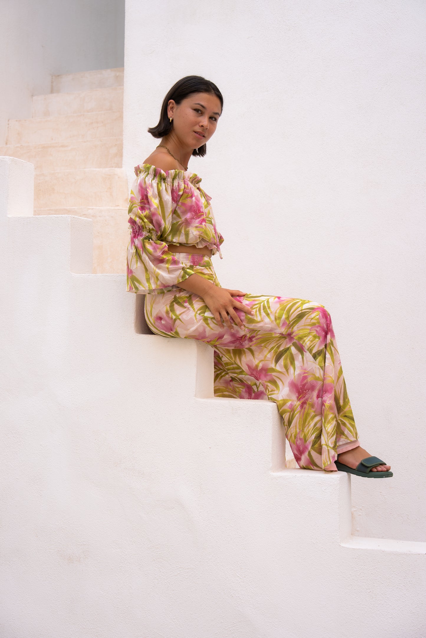 Top Jasmine tropique vert