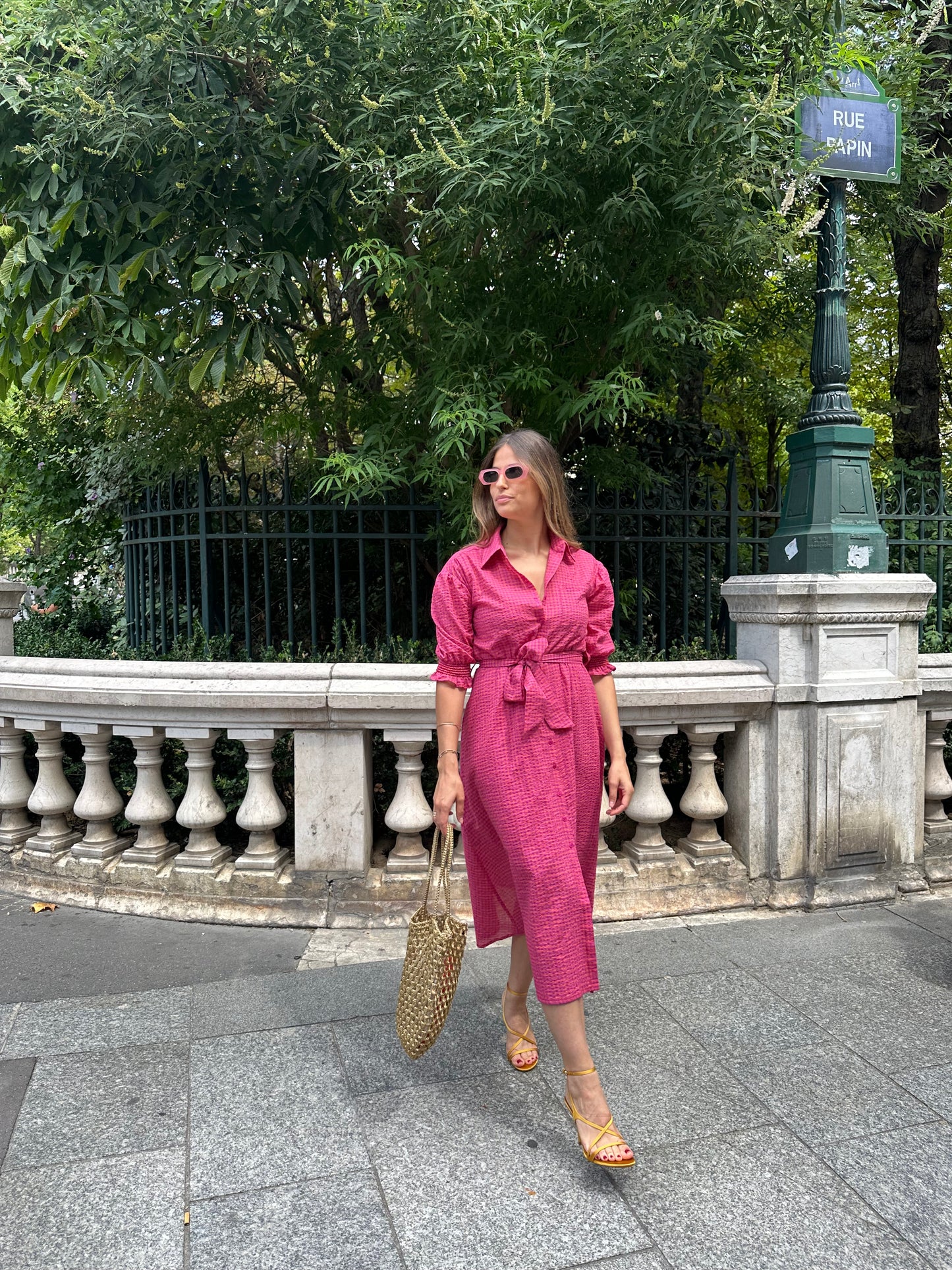 Robe MAE carreaux fuschia