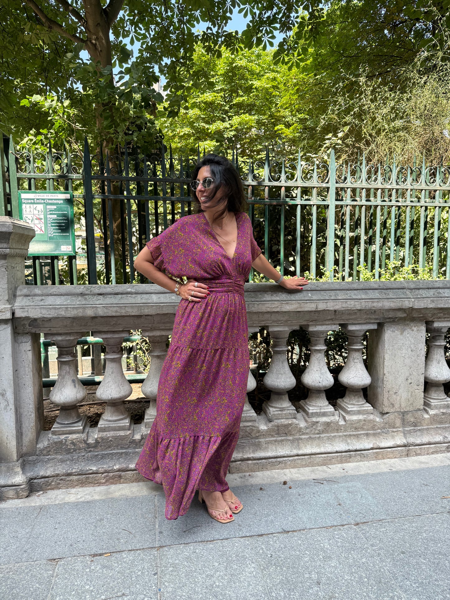 Robe YAEL fleuris prune