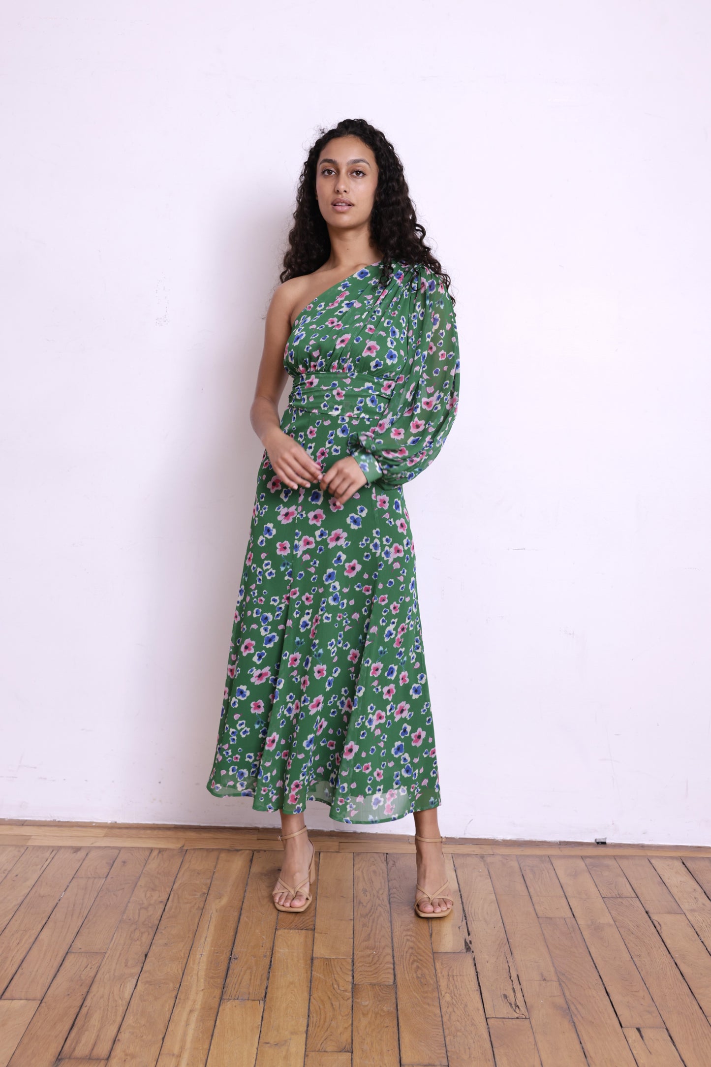 Robe CALYPSO verte fleurs