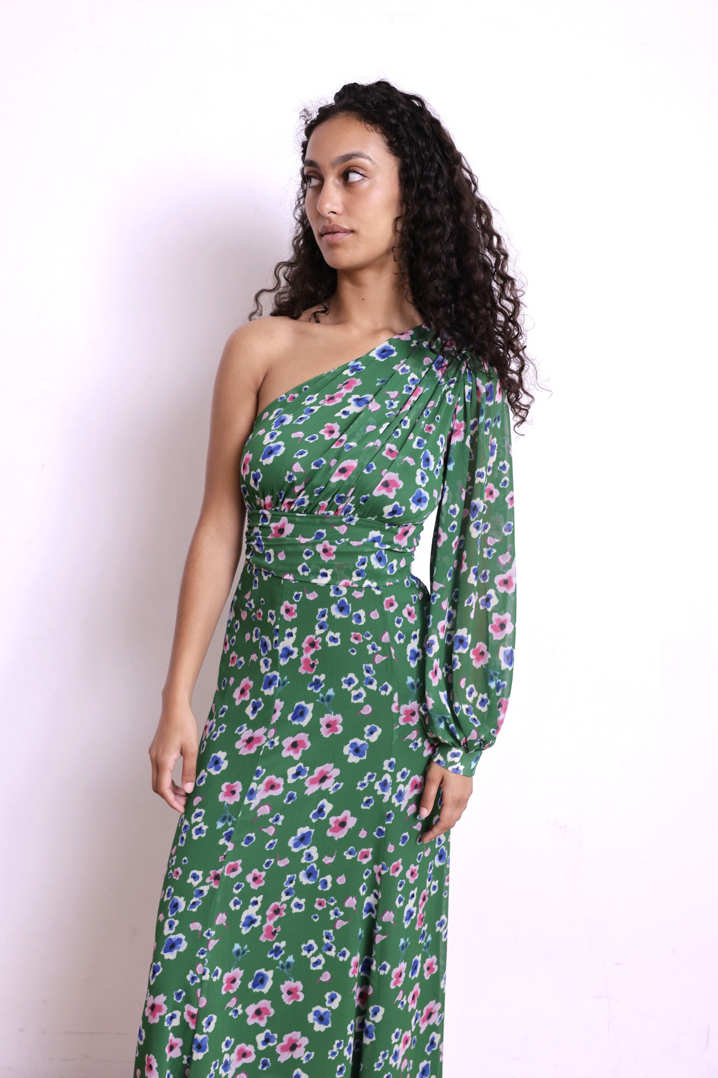 Robe CALYPSO verte fleurs