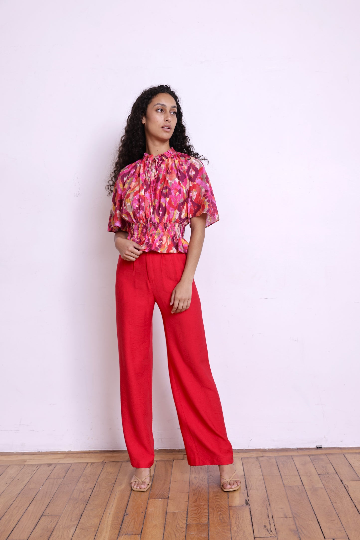 Top LIV print tulum fushia