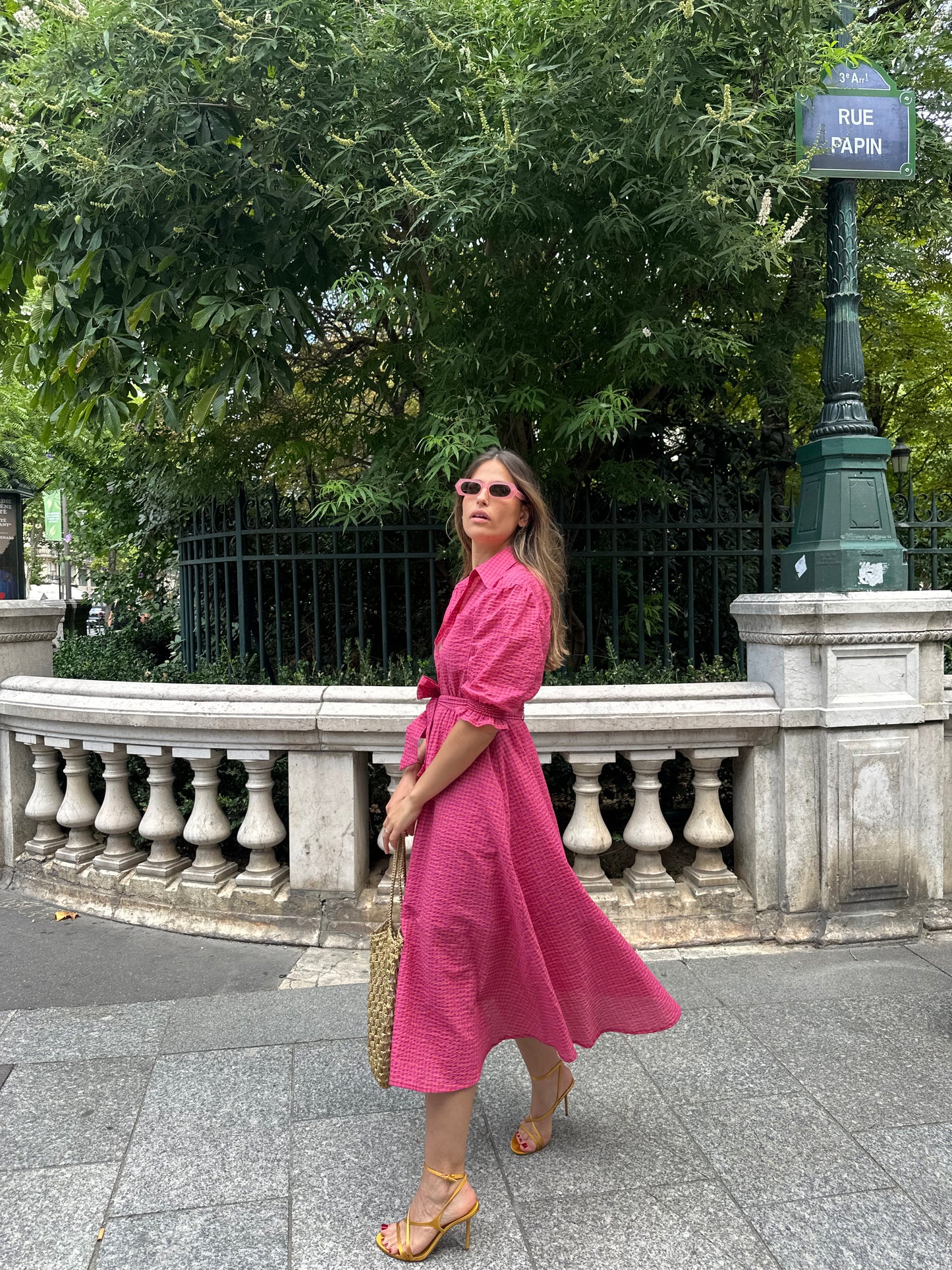 Robe MAE carreaux fuschia