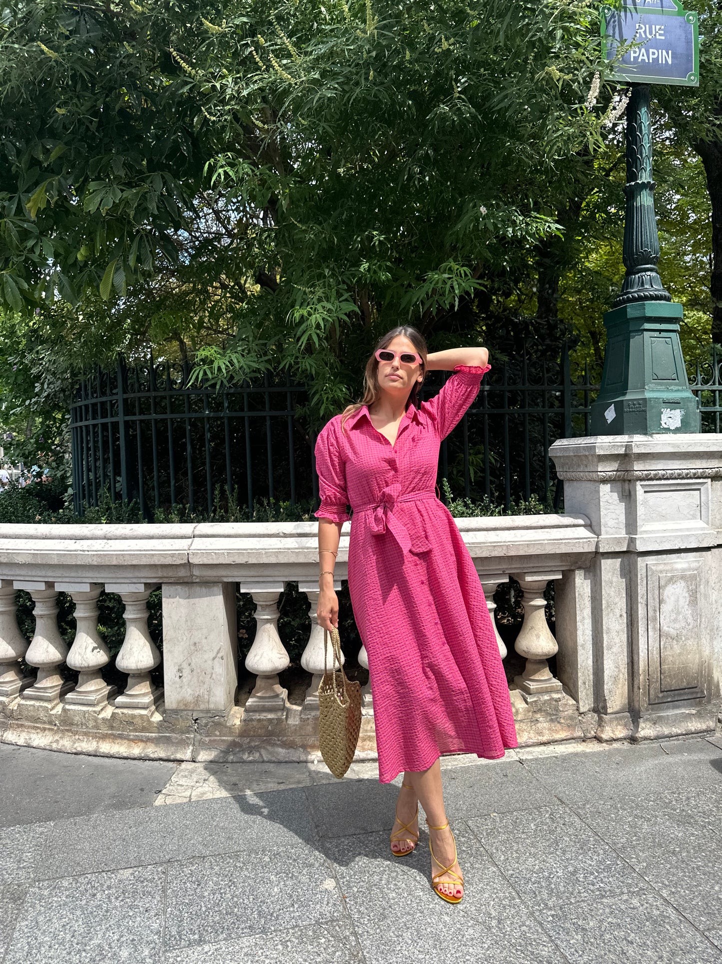 Robe MAE carreaux fuschia