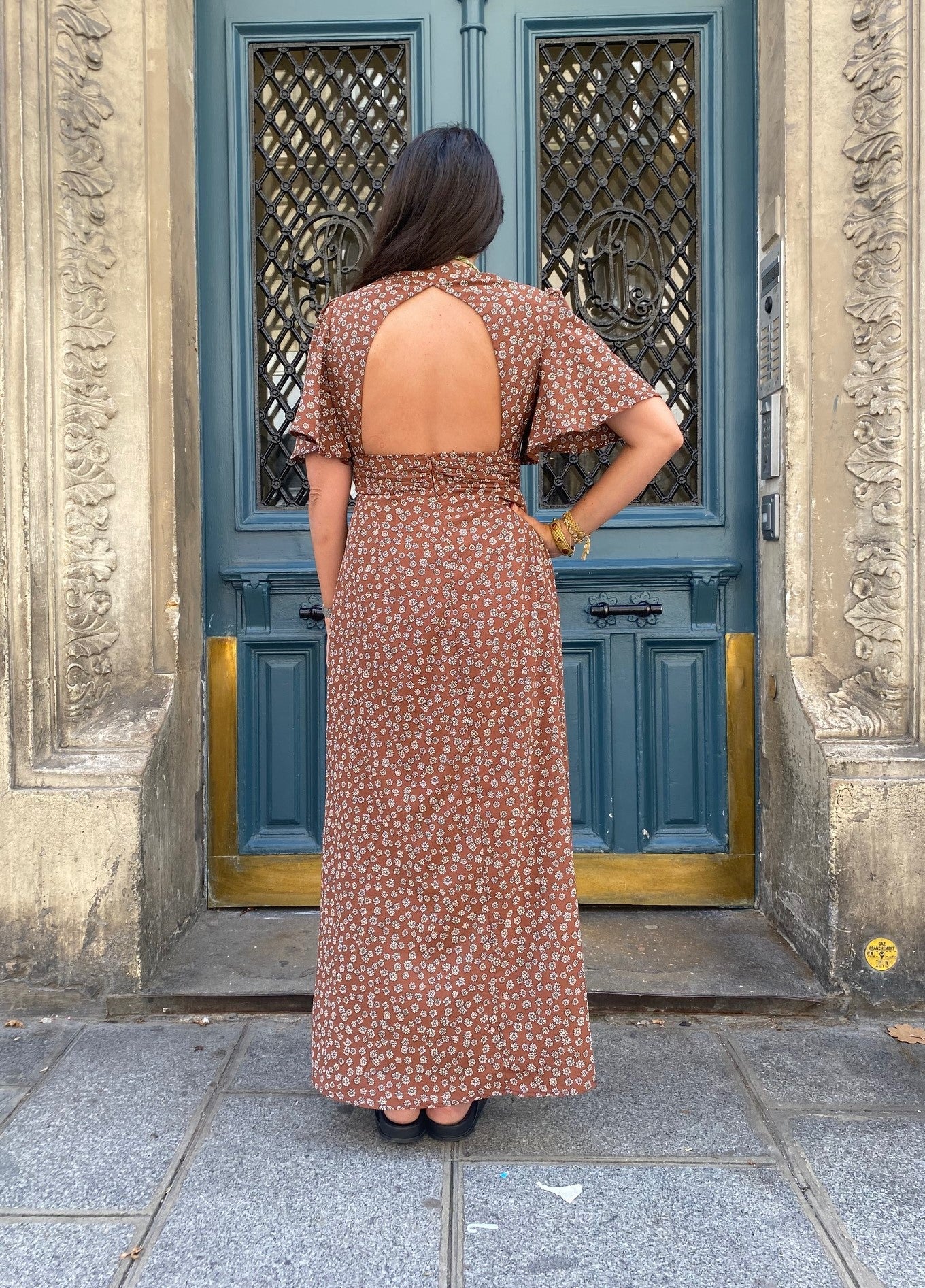Robe GLORIA brun marguerites