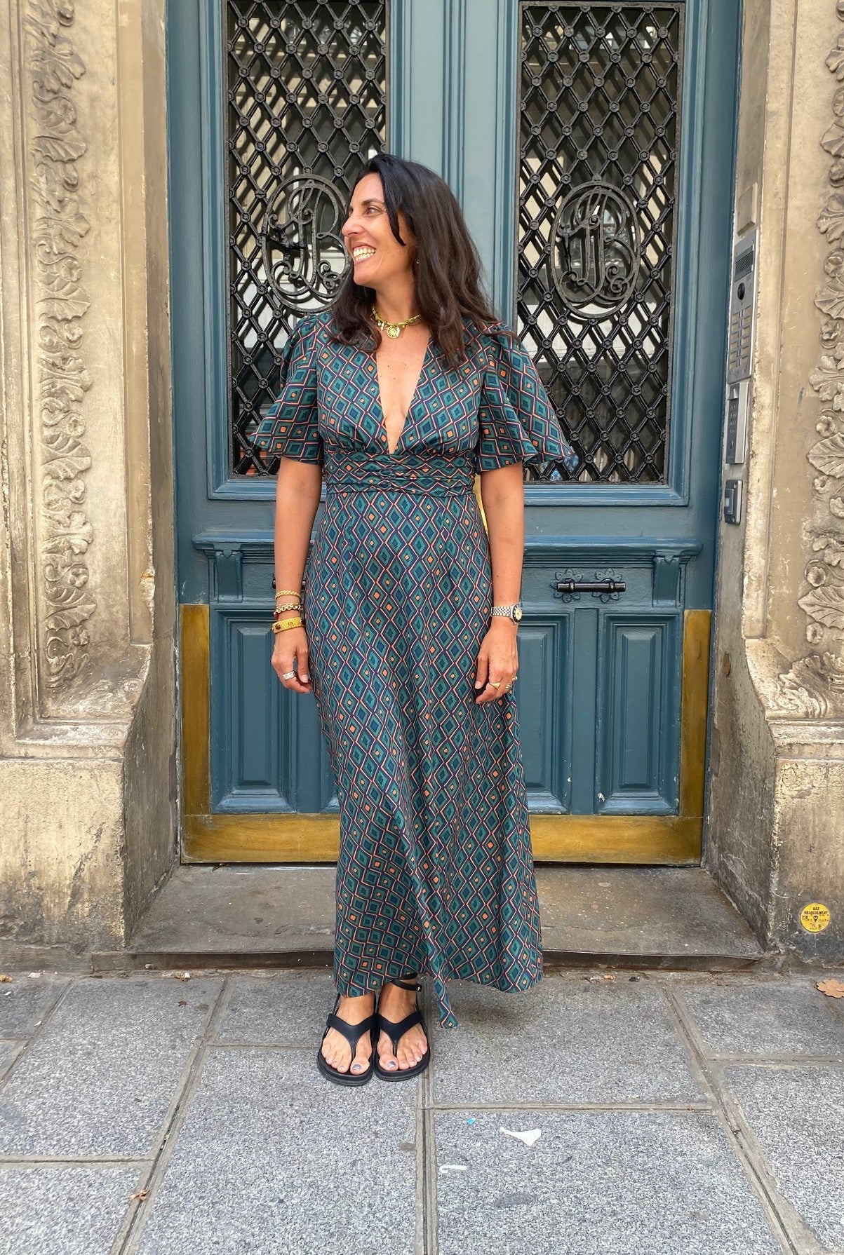 Robe GLORIA losanges/ vert