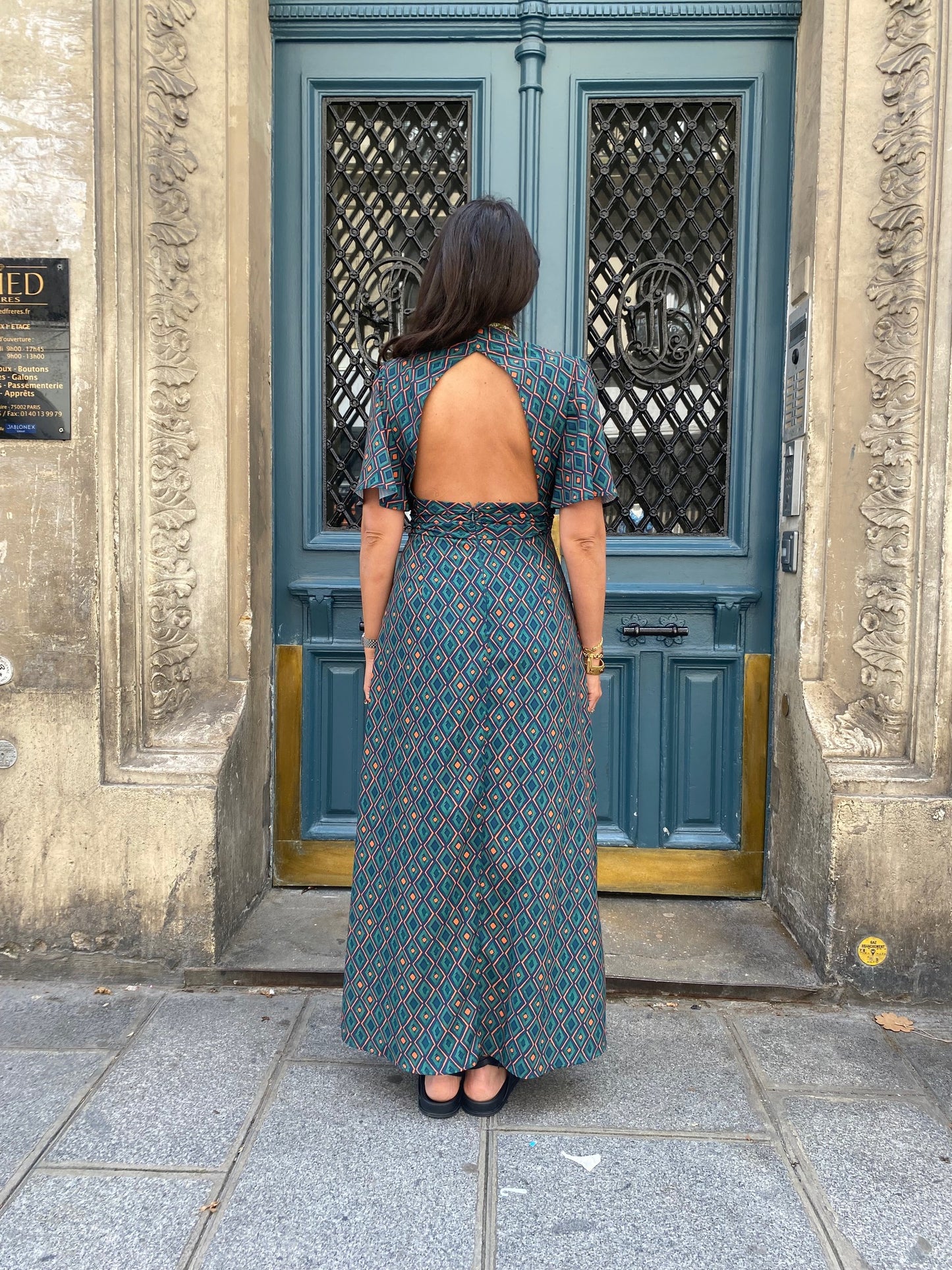 Robe GLORIA losanges/ vert