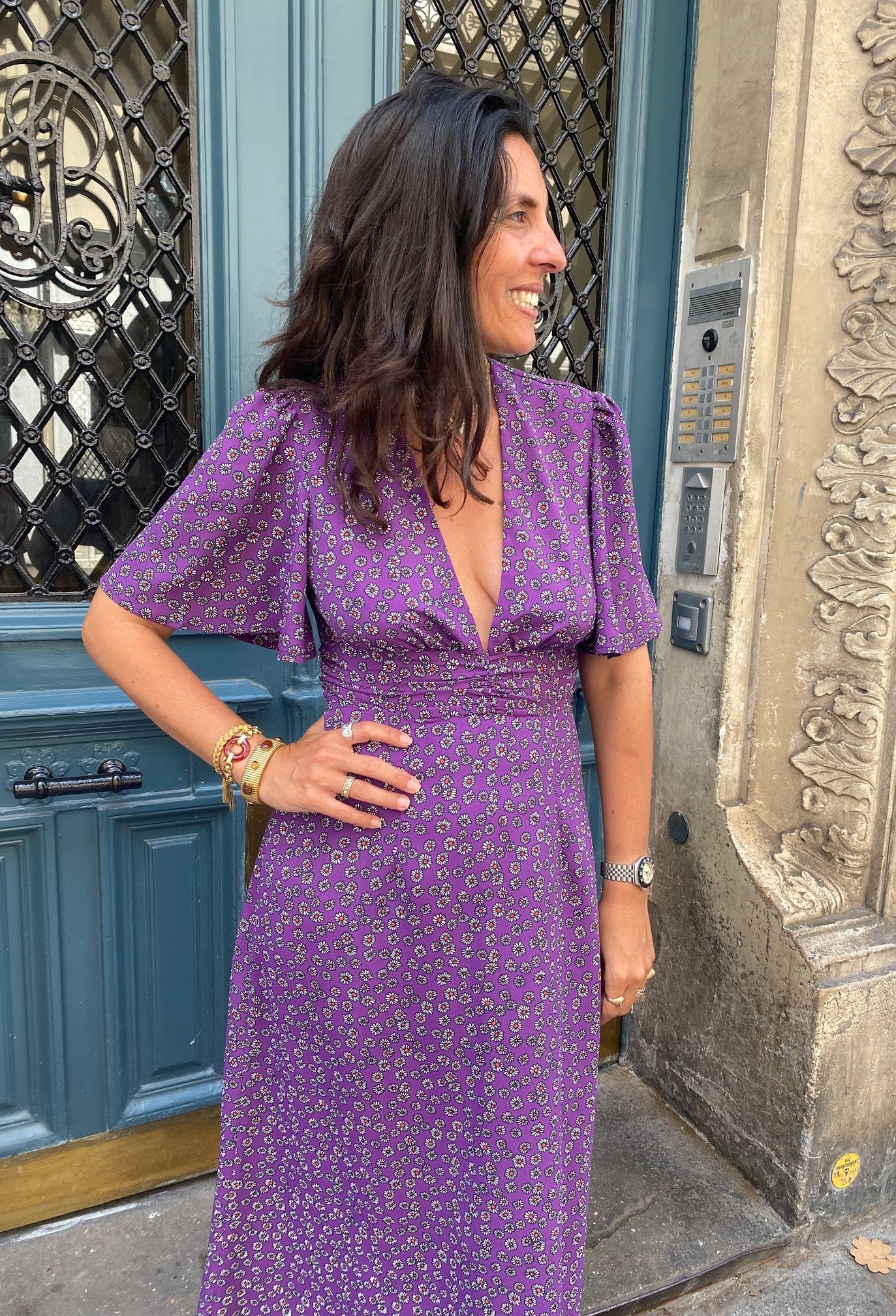 Robe GLORIA violette marguerites