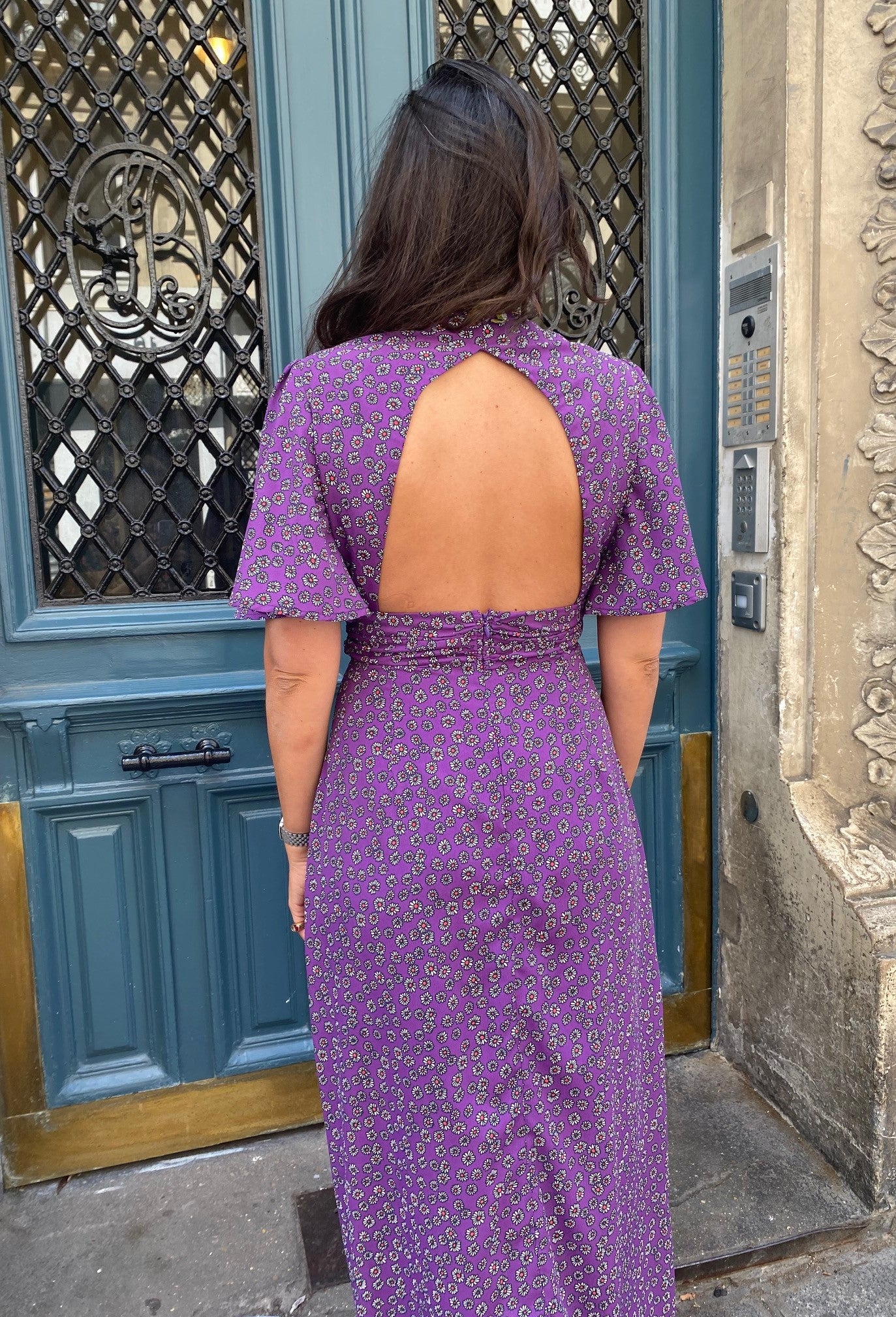Robe GLORIA violette marguerites