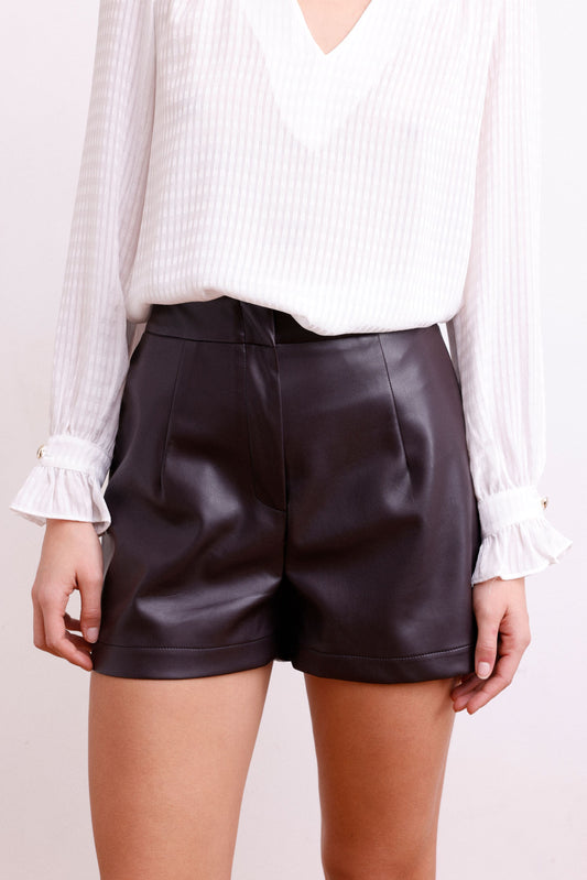 Short BRITNEY choco similicuir