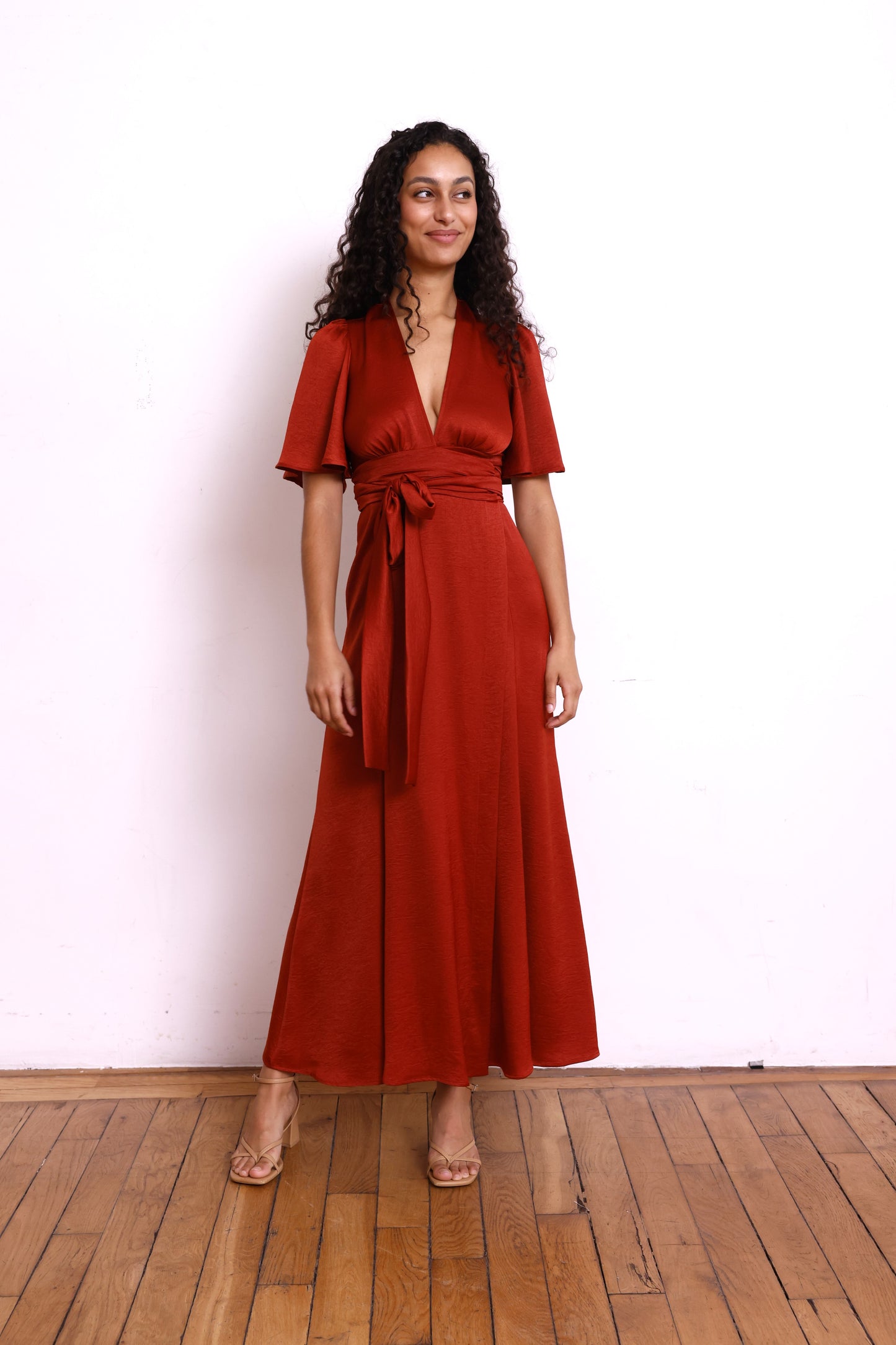 Robe EMMA satin terracotta