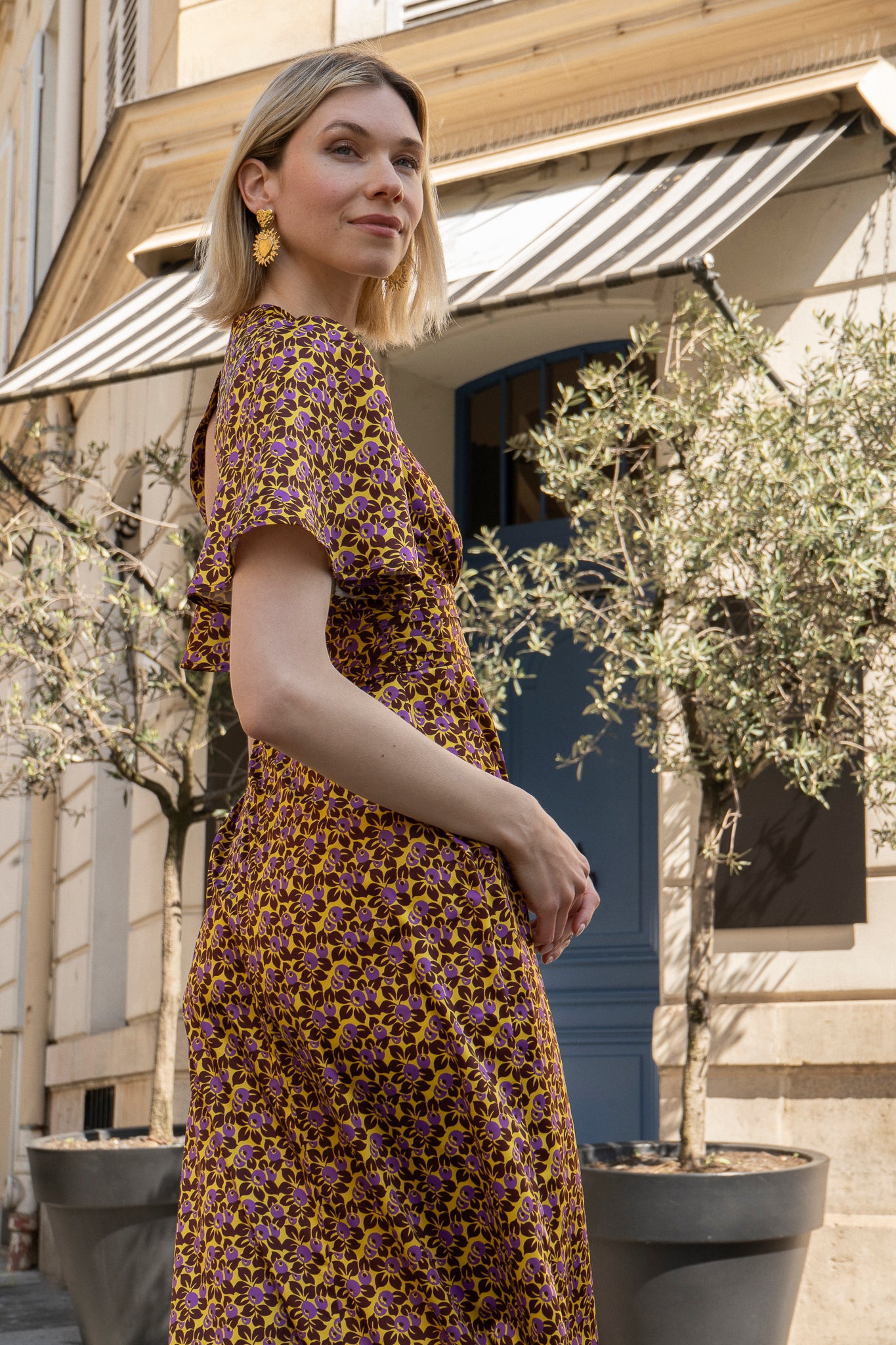 Robe Gloria satiné jaune