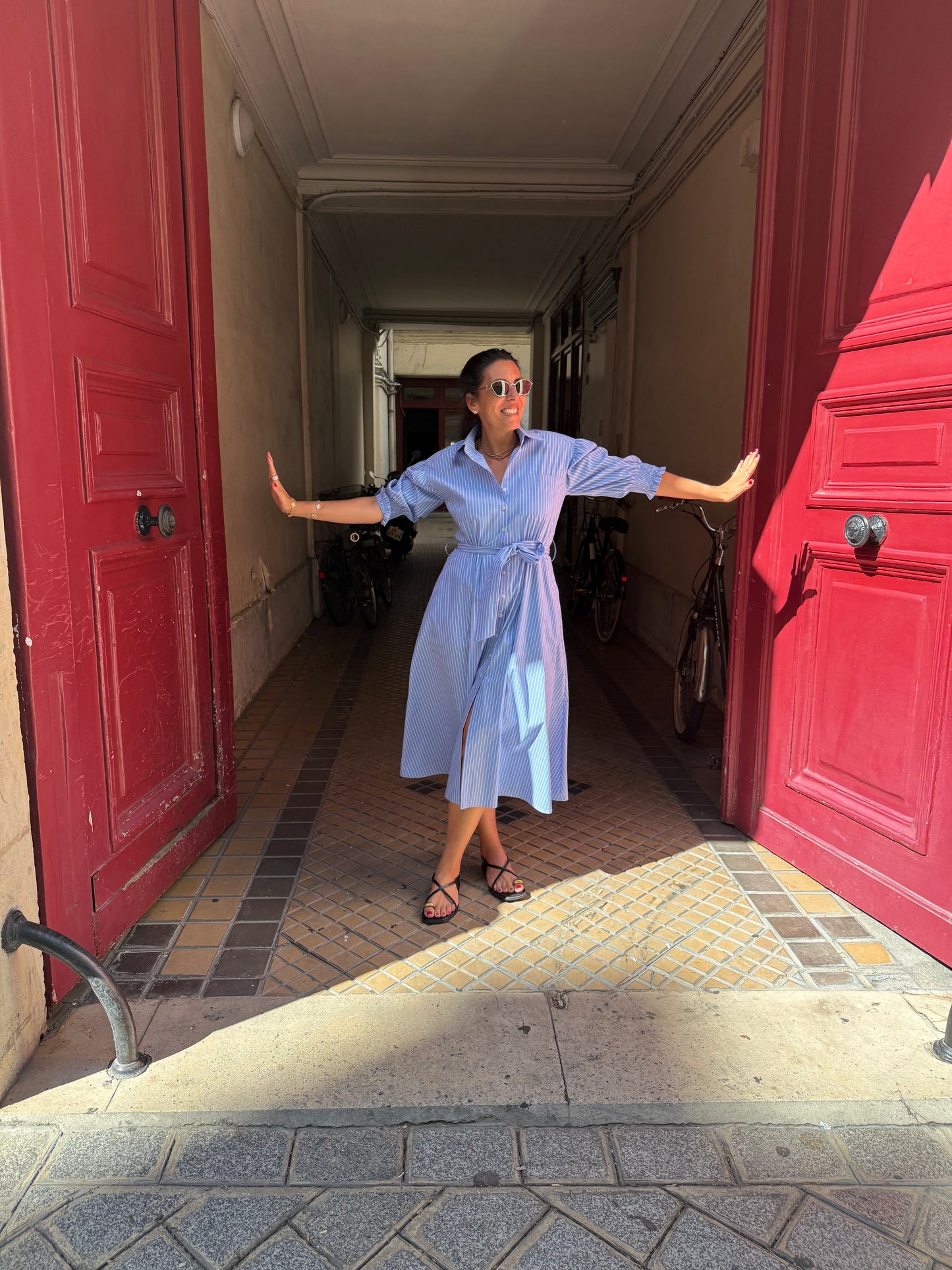 Robe MAE rayé ciel
