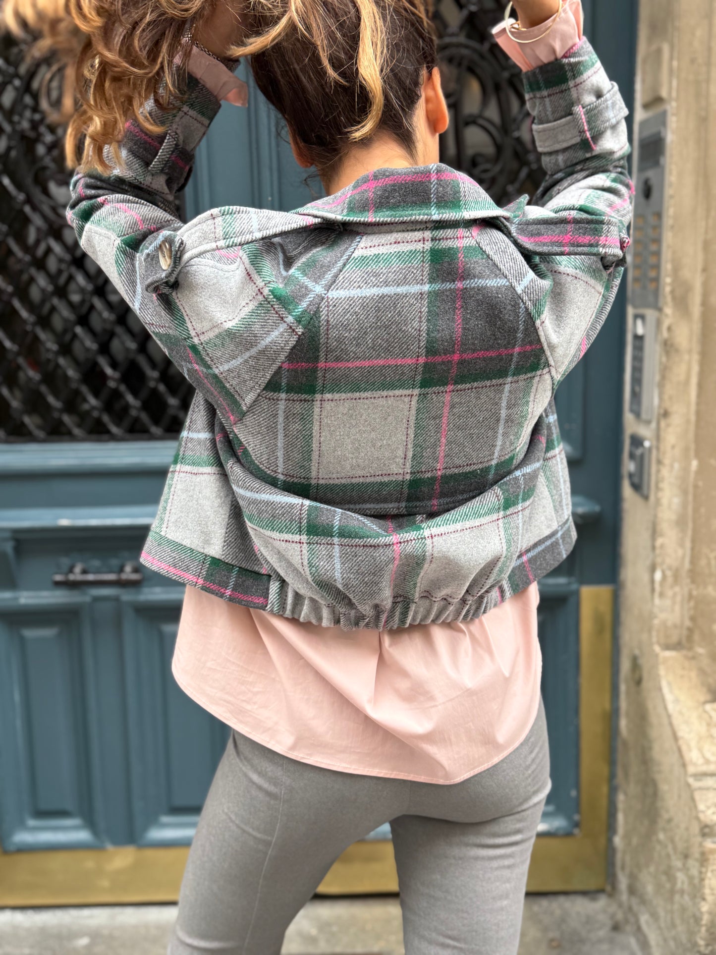 Veste Lauren carreaux grise