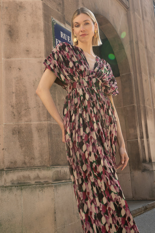 Robe URSULA imprimé Bordeaux