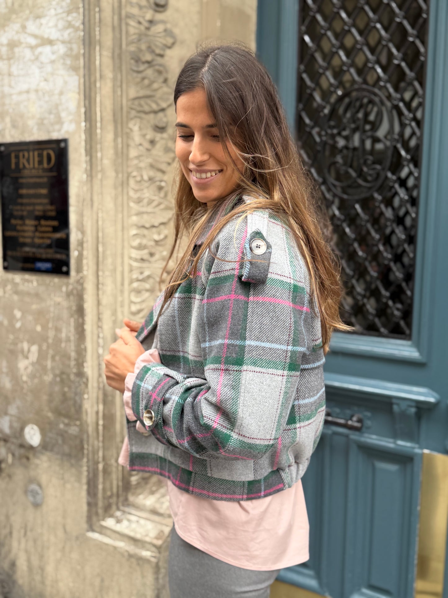 Veste Lauren carreaux grise