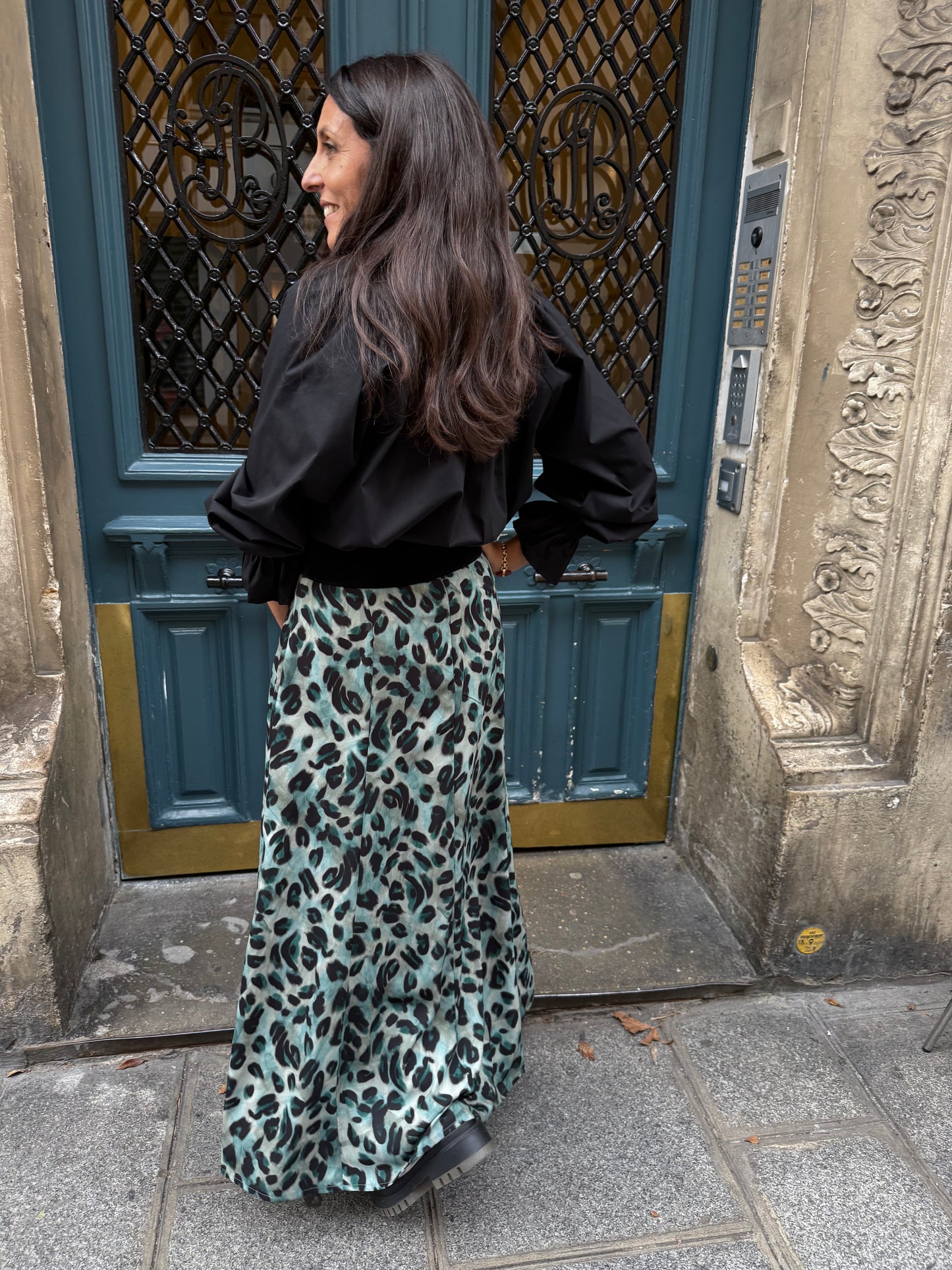 Jupe CAPUCINE léopard vert
