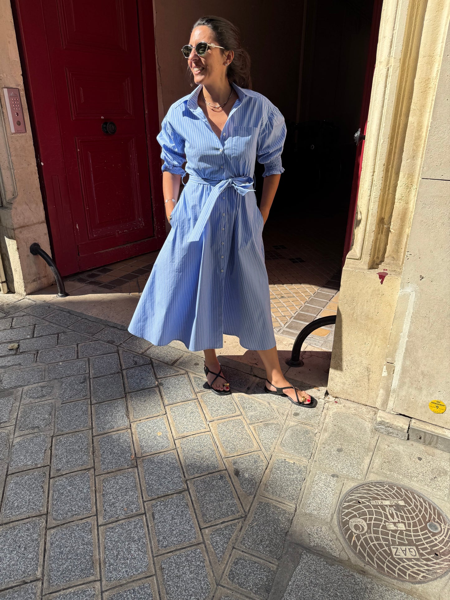 Robe MAE rayé ciel
