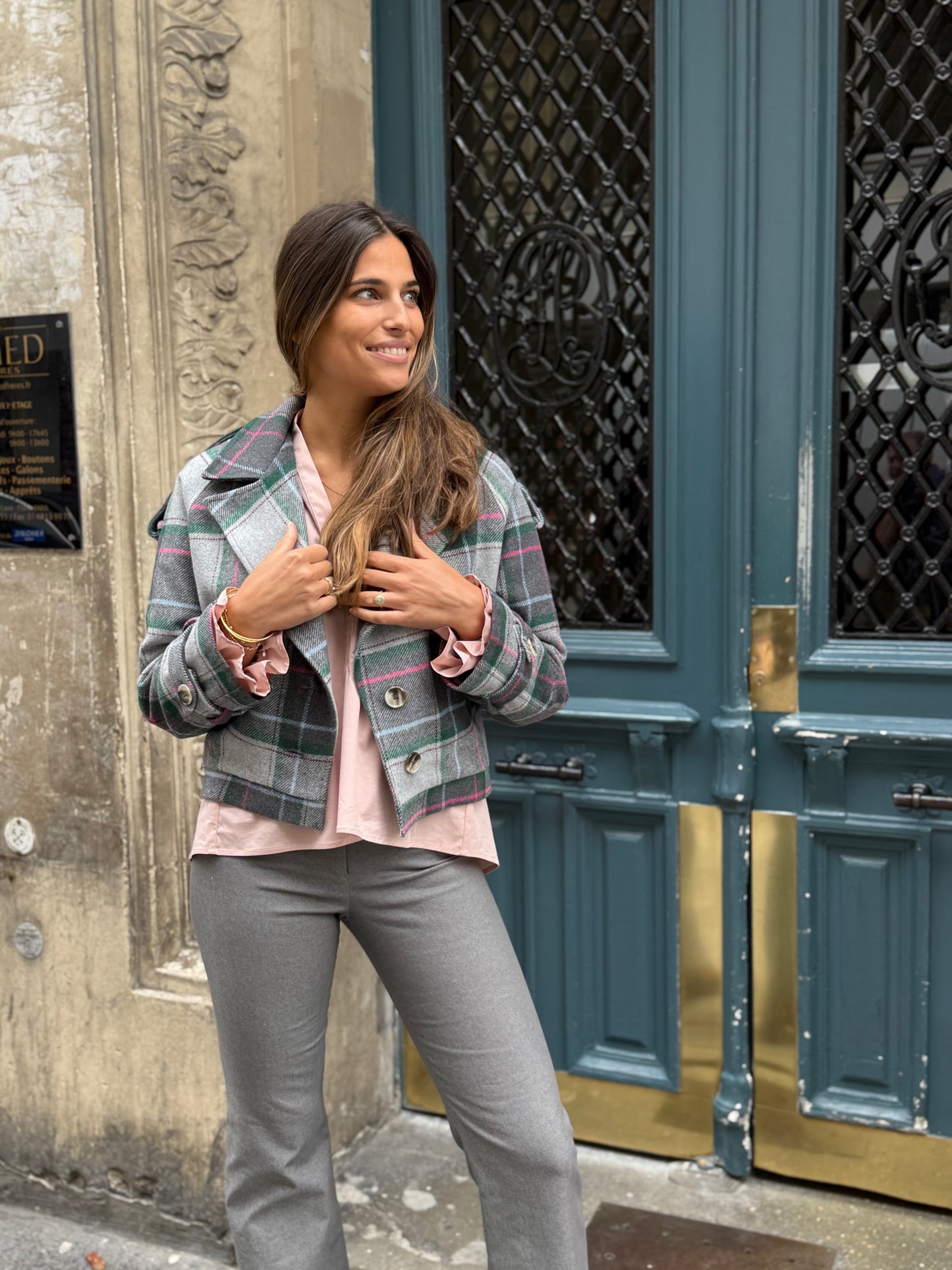 Veste Lauren carreaux grise