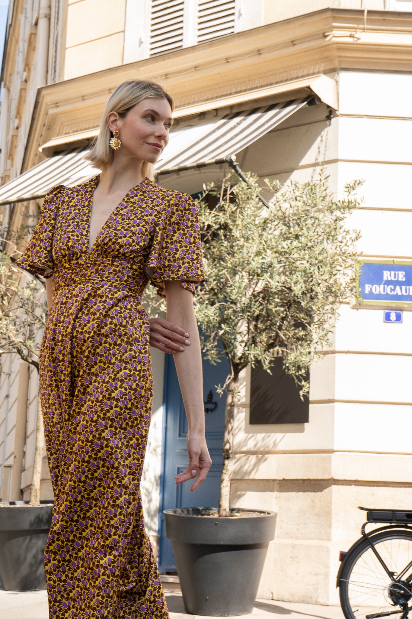 Robe Gloria satiné jaune