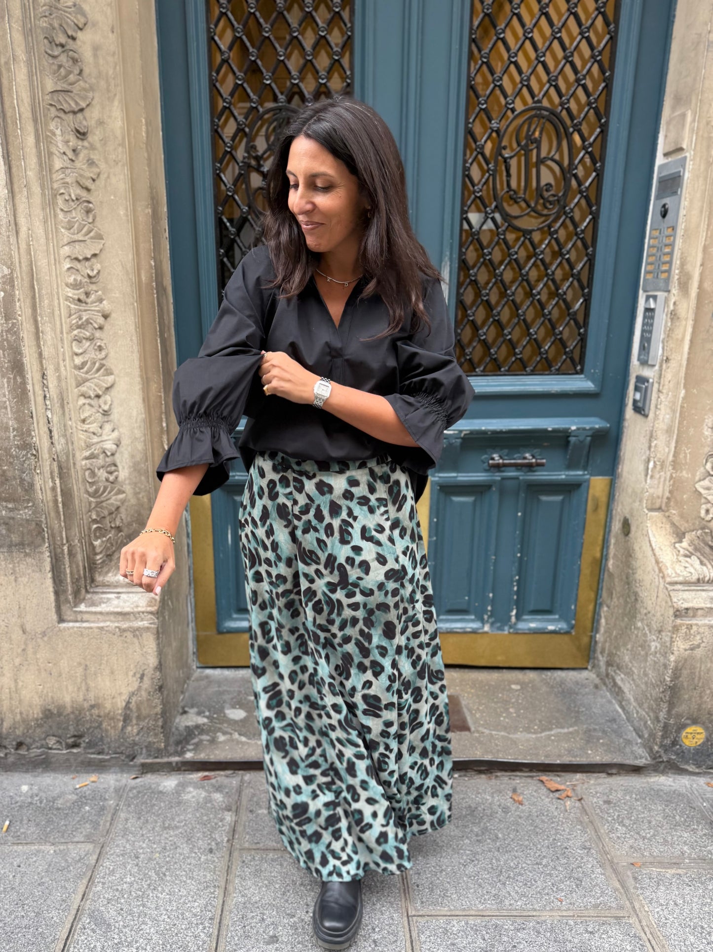 Jupe CAPUCINE léopard vert