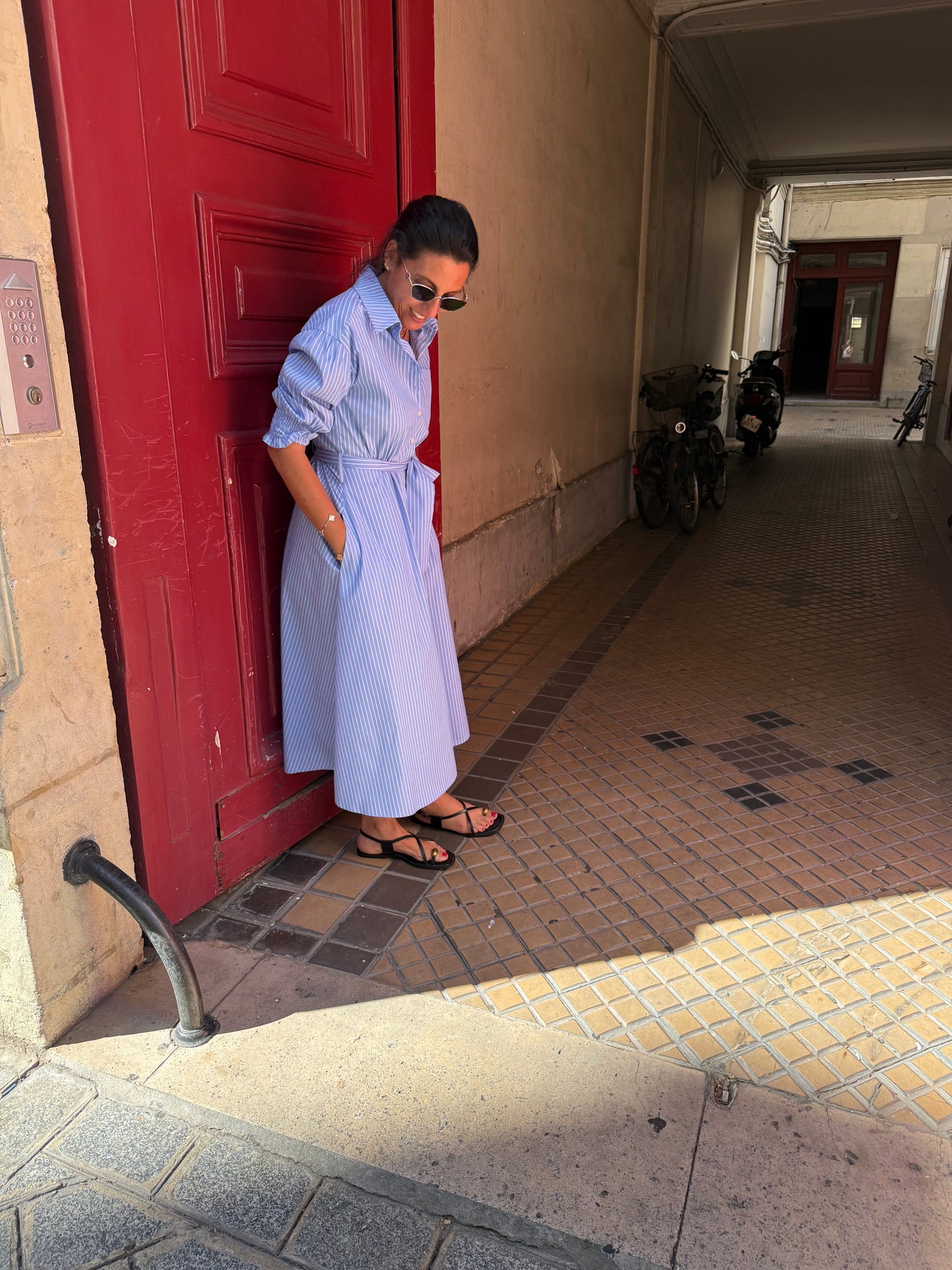 Robe MAE rayé ciel