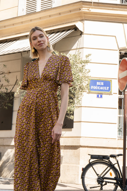 Robe Gloria satiné jaune