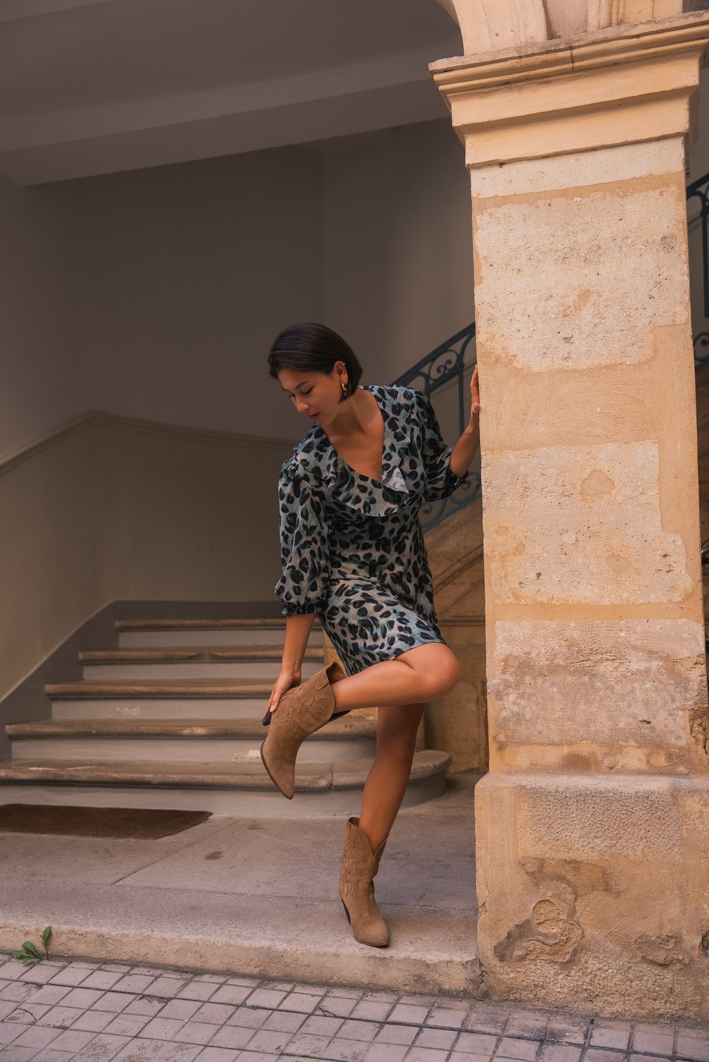 Robe Perla léopard vert