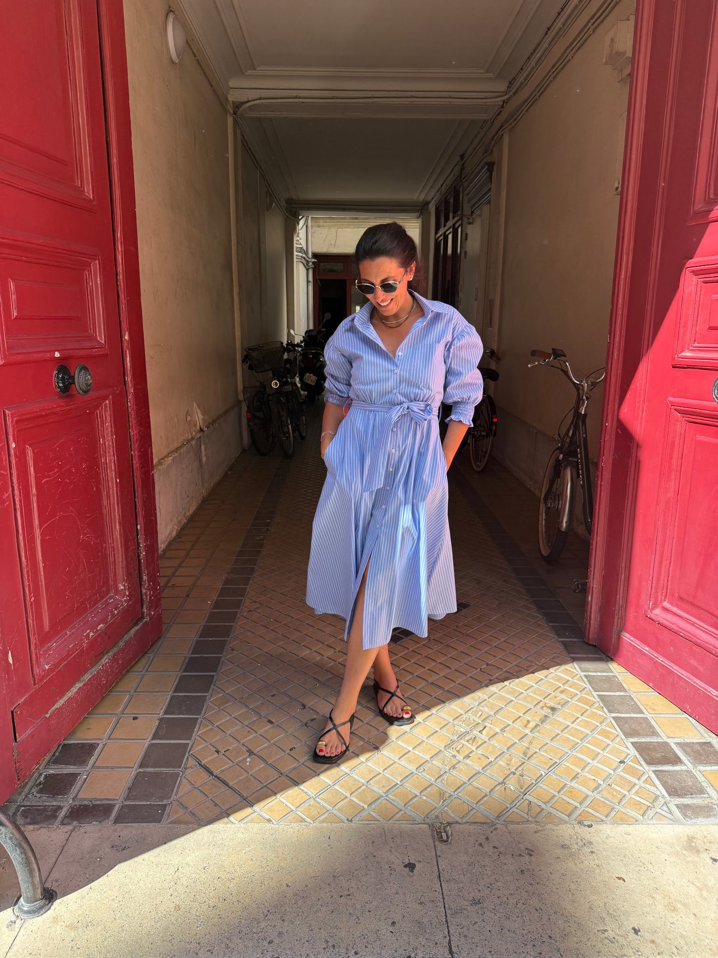Robe MAE rayé ciel