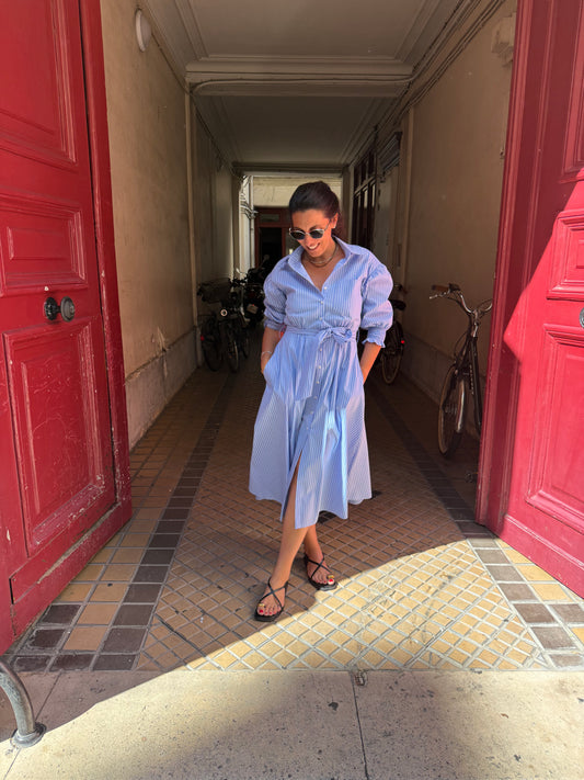 Robe MAE rayé ciel