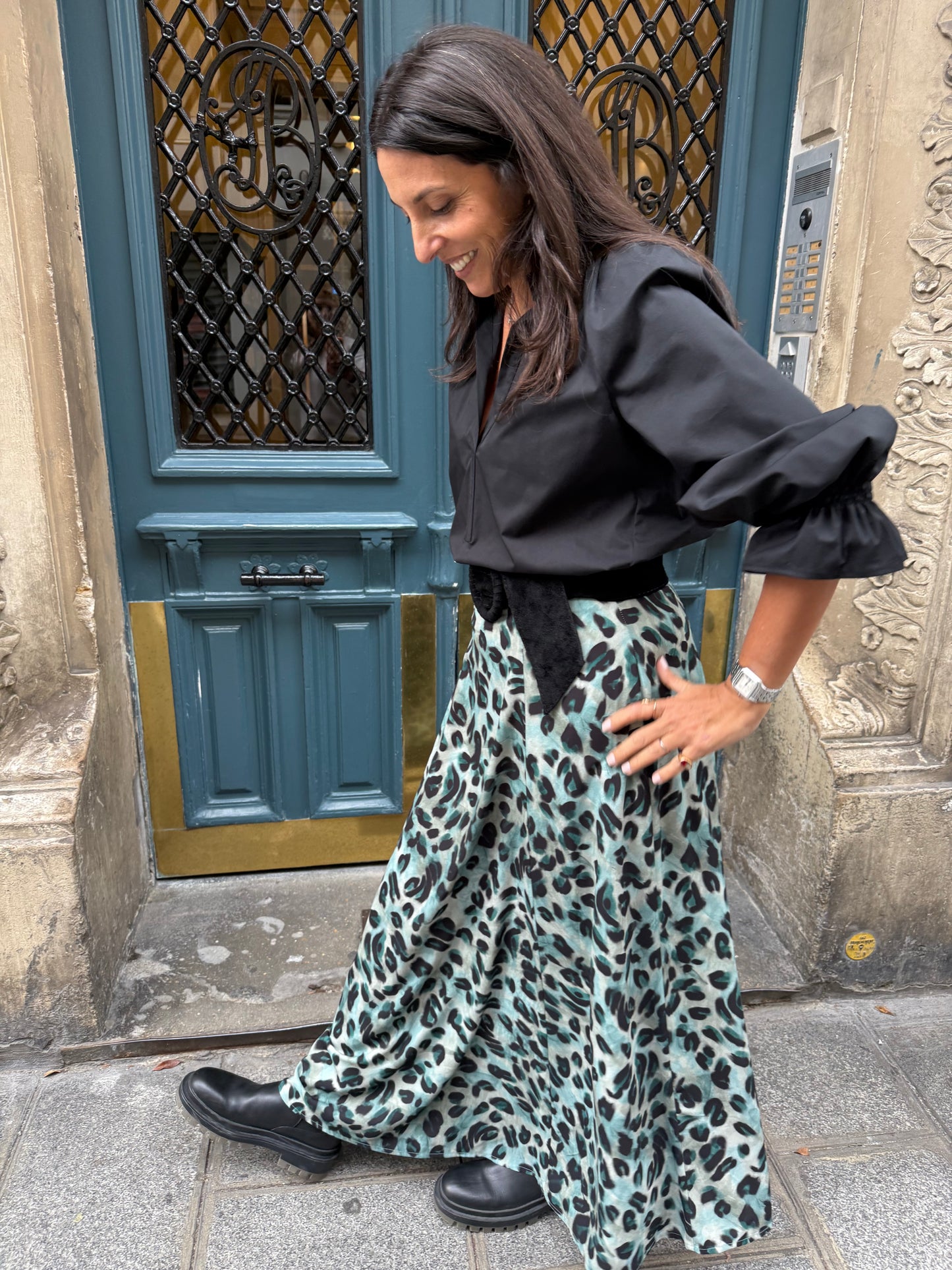 Jupe CAPUCINE léopard vert