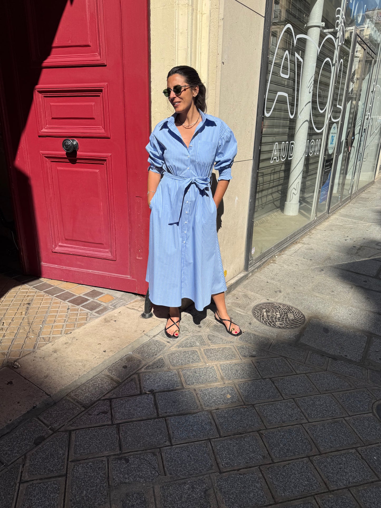 Robe MAE rayé ciel