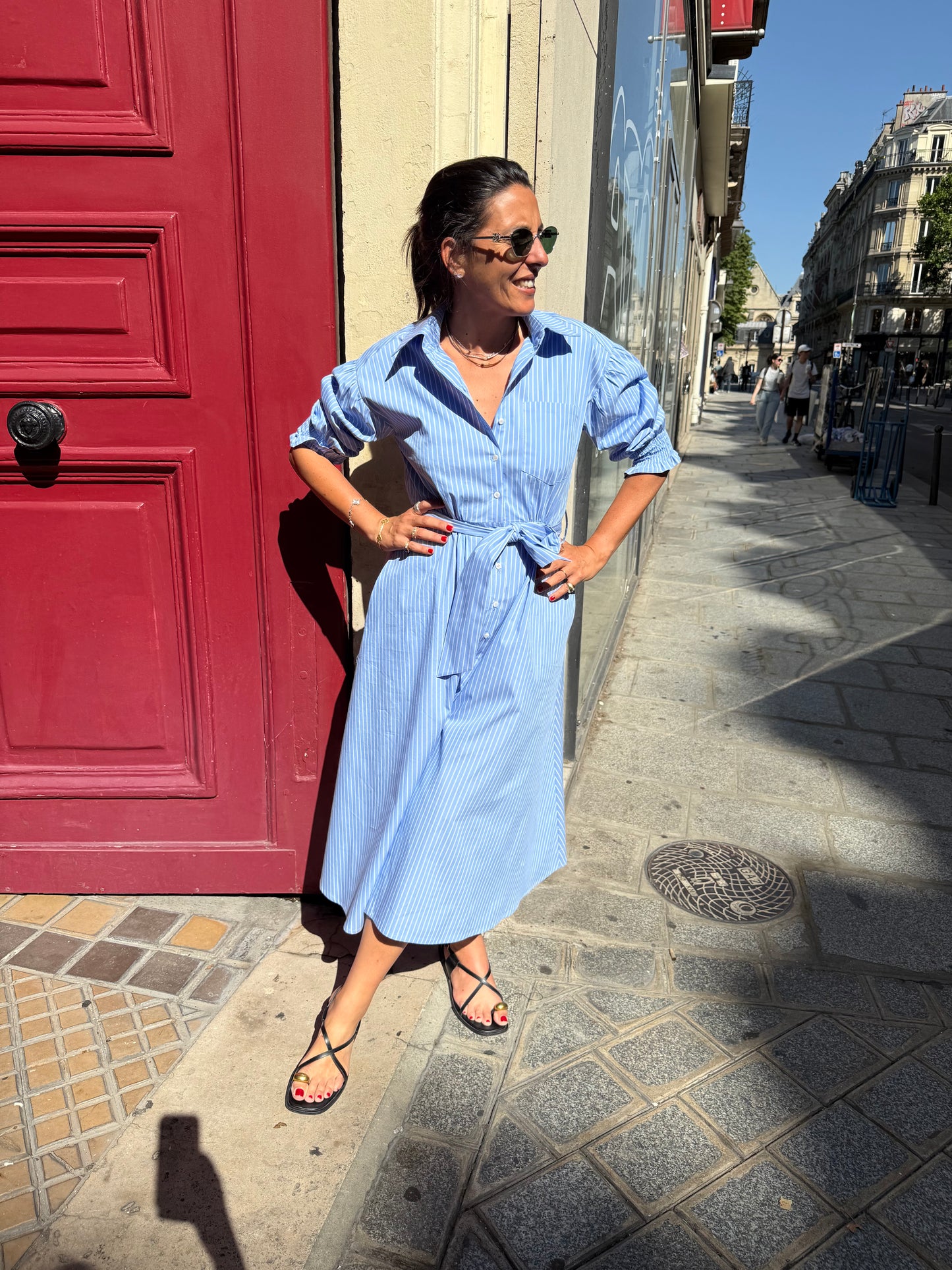 Robe MAE rayé ciel