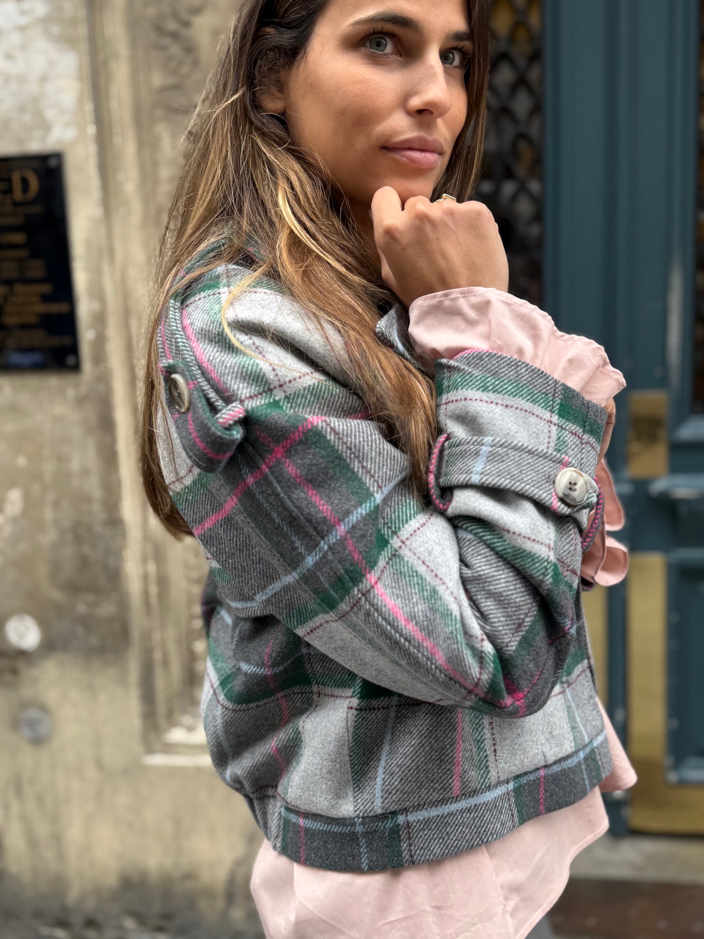 Veste Lauren carreaux grise