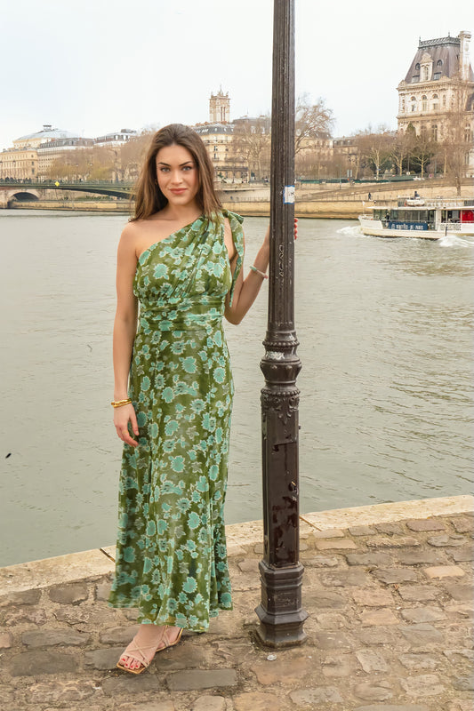 Robe GALIA print vert d'eau