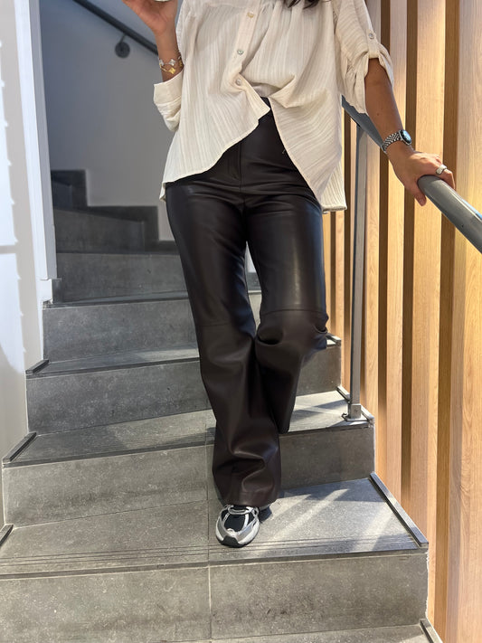 Pantalon ROBYN similicuir Choco