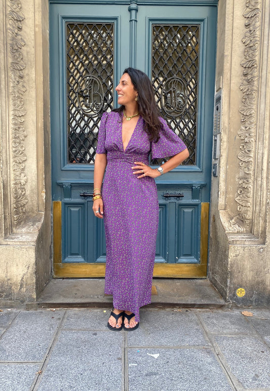 Robe GLORIA violette marguerites