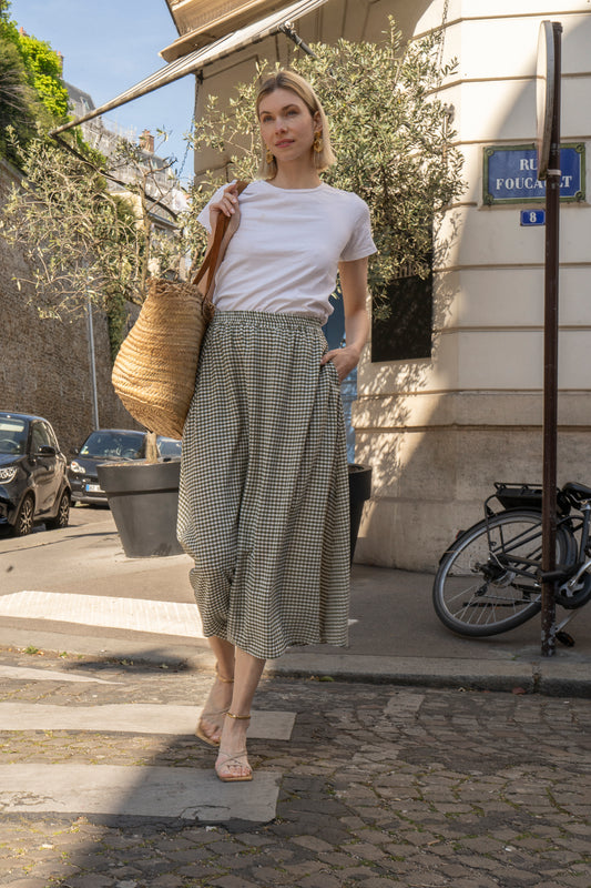 Jupe LISA vichy kaki